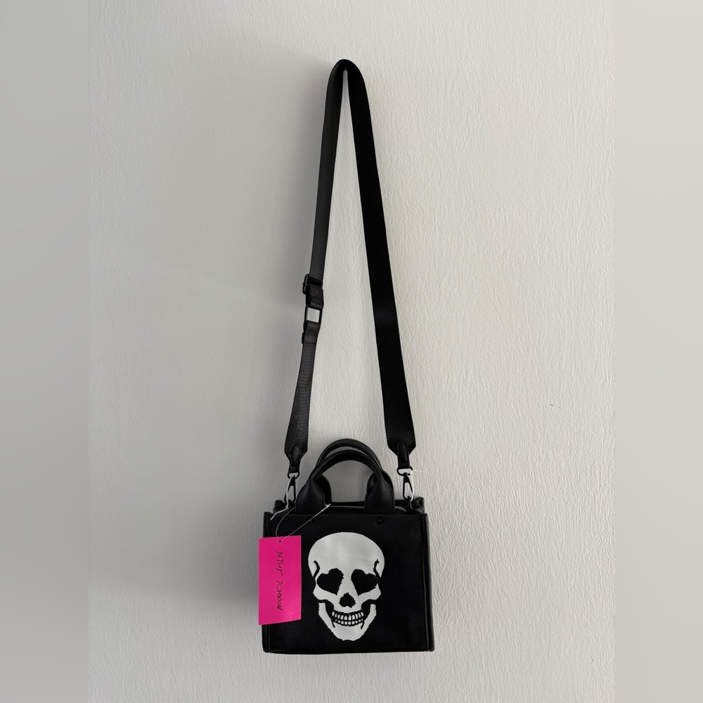 Betsey Johnson Black and White Skull Crossbody Bag
